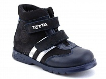 121-2,12,9 Тотто (Totto), ботинки детские утепленные ортопедические профилактические, кожа, нубук, синий, белый. в Ставрополе