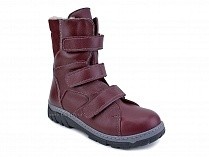 285б (22-31) Аквелла (Akwella), ботинки  детские ортопедические с высоким берцем, демисезонные, ворсин, кожа, бордовый в Ставрополе