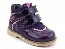 319-3 (21-25) Твики (Twiki) ботинки демисезонные детские ортопедические профилактические утеплённые, кожа, нубук, байка, фиолетовый в Ставрополе