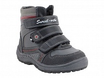 А43-037 Сурсил (Sursil-Ortho), ботинки детские ортопедические с высоким берцем, зимние, натуральный мех, кожа, черный, красный в Ставрополе