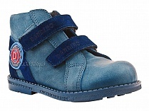 2084-01 УЦ Дандино (Dandino), ботинки демисезонные утепленные, байка, кожа, тёмно-синий, голубой в Ставрополе