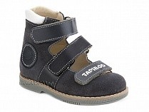25007-02-10 Тапибу (Tapiboo), туфли детские ортопедические с высоким берцем, замша, кожа, скат, серый, черный в Ставрополе