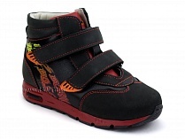 092-11 Бос (Bos), ботинки детские ортопедические профилактические, не утепленные, кожа, нубук, черный, красный в Ставрополе