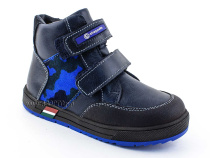 35124Б ШагоВита (Shagovita), ботинки детские демисезонные ортопедические профилактические, кожа, байка, черный, синий в Ставрополе
