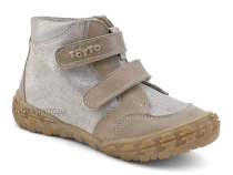 201-191,138 Тотто (Totto), ботинки демисезонние детские профилактические на байке, кожа, серо-бежевый в Ставрополе