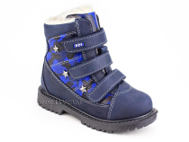 155-73 (26-30) Бос (Bos), ботинки детские зимние профилактические , натуральный шерсть,  кожа, нубук, синий, милитари в Ставрополе