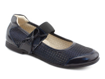 0015-500-0076 (37-40) Джойшуз (Djoyshoes), туфли Подростковые ортопедические профилактические, кожа перфорированная, темно-синий  в Ставрополе