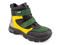 088-111-282-450 (31-36) Джойшуз (Djoyshoes) ботинки детские зимние мембранные ортопедические профилактические, натуральный мех, мембрана, нубук, кожа, черный, желтый, зеленый в Ставрополе