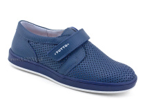 30024-702 Тотто (Totto), туфли школьные ортопедические профилактические, кожа перфорированная, синий в Ставрополе