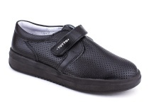 30024-701 Тотто (Totto), туфли школьные ортопедические профилактические перфорированная, кожа, чёрный в Ставрополе