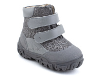 520-11 (21-26) Твики (Twiki) ботинки детские зимние ортопедические профилактические, кожа, натуральный мех, серый, леопард в Ставрополе