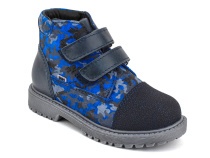 201-721 (26-30) Бос (Bos), ботинки детские утепленные профилактические, байка,  кожа,  синий, милитари в Ставрополе