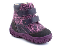520-8 (21-26) Твики (Twiki) ботинки детские зимние ортопедические профилактические, кожа, натуральный мех, розовый, фиолетовый в Ставрополе