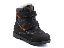 151-13   Бос(Bos), ботинки детские зимние профилактические, натуральная шерсть, кожа, нубук, черный, оранжевый в Ставрополе
