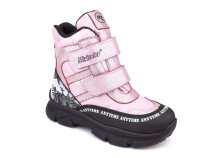 2633-06МК (31-36) Миниколор (Minicolor), ботинки зимние детские ортопедические профилактические, мембрана, кожа, натуральный мех, розовый, черный в Ставрополе