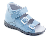 0313-9-603 Тотто (Totto), сандалии детские открытые ортопедические профилактические, кожа, голубой в Ставрополе