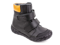 338-701,15 Тотто (Totto) ботинки детские  ортопедические профилактические, байка, кожа, черный, оранжевый в Ставрополе