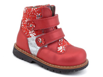 2031-13 Миниколор (Minicolor), ботинки детские ортопедические профилактические утеплённые, кожа, байка, красный в Ставрополе