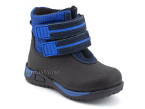 19-583-4 Скороход (Skorohod), ботинки демисезонные утепленные, байка, гидрофобная кожа, синий, чёрный в Ставрополе