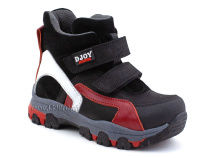 026-111-214-422-01-143 (26-30) Джойшуз (Djoyshoes) ботинки детские ортопедические профилактические утеплённые, замша, велюр, кожа, черный, красный, белый в Ставрополе